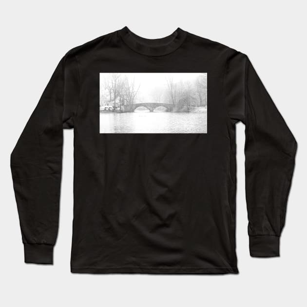 Snow at Clove Lakes Bridge Long Sleeve T-Shirt by ShootFirstNYC